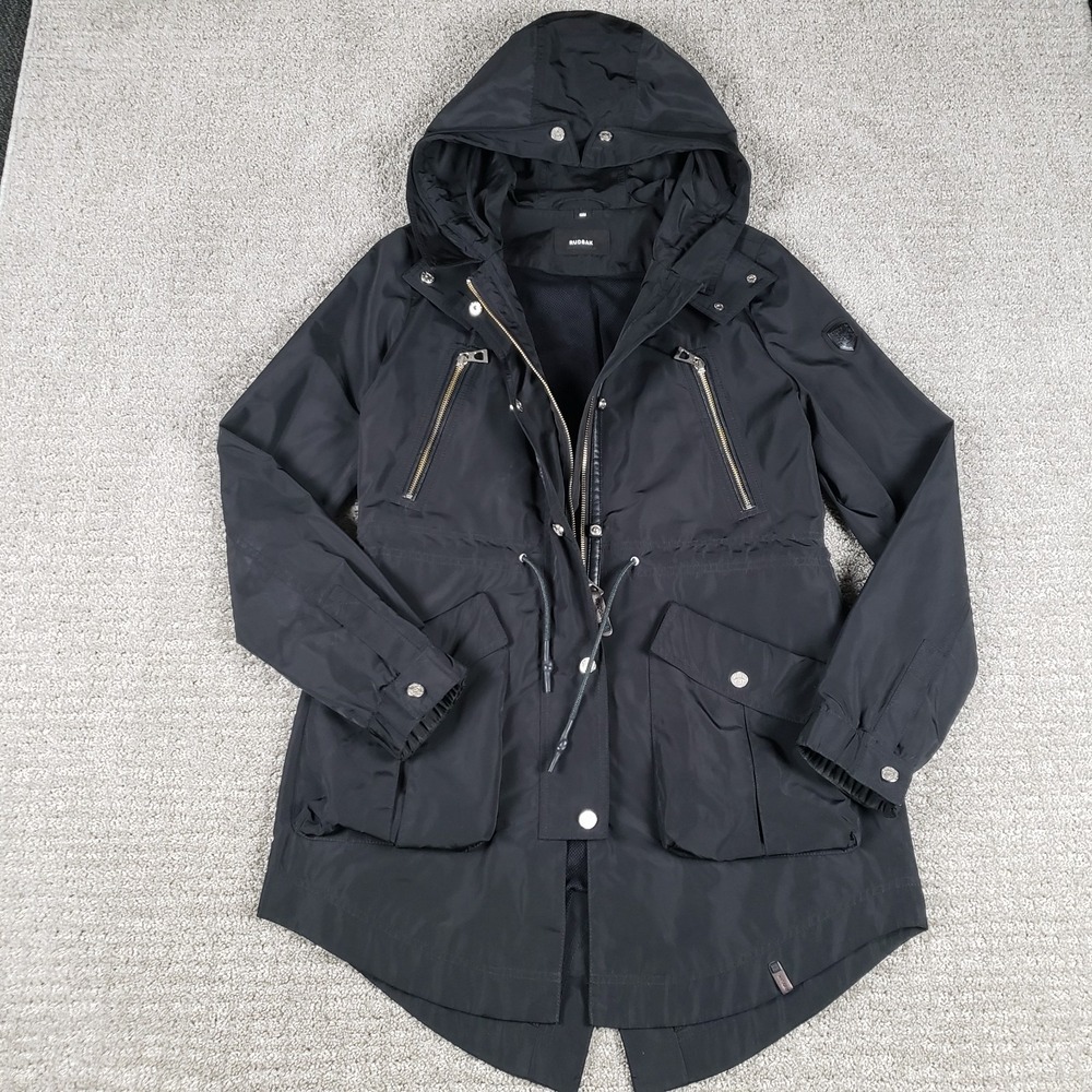 Rudsak Jacket Womens Medium Black Leonia Manteau Ladies Coat Hooded Full Zip